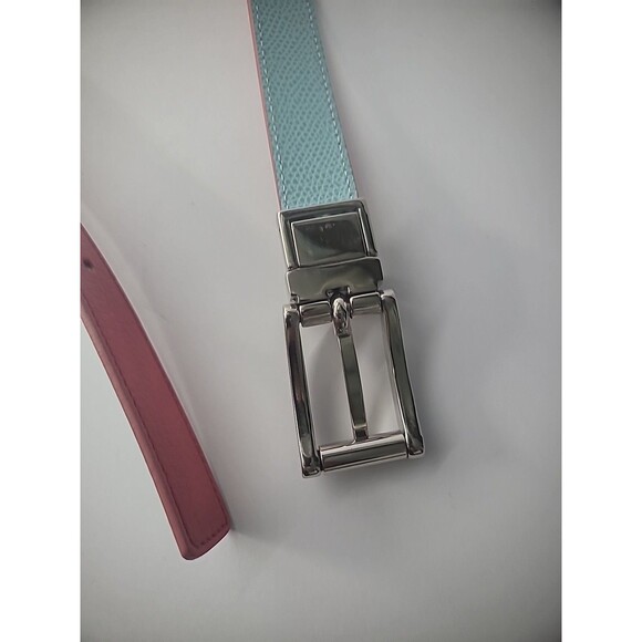 Vintage Belt Reversible Red Blue Women Silver Tone Hardware Accessory Italy - Picture 6 of 12